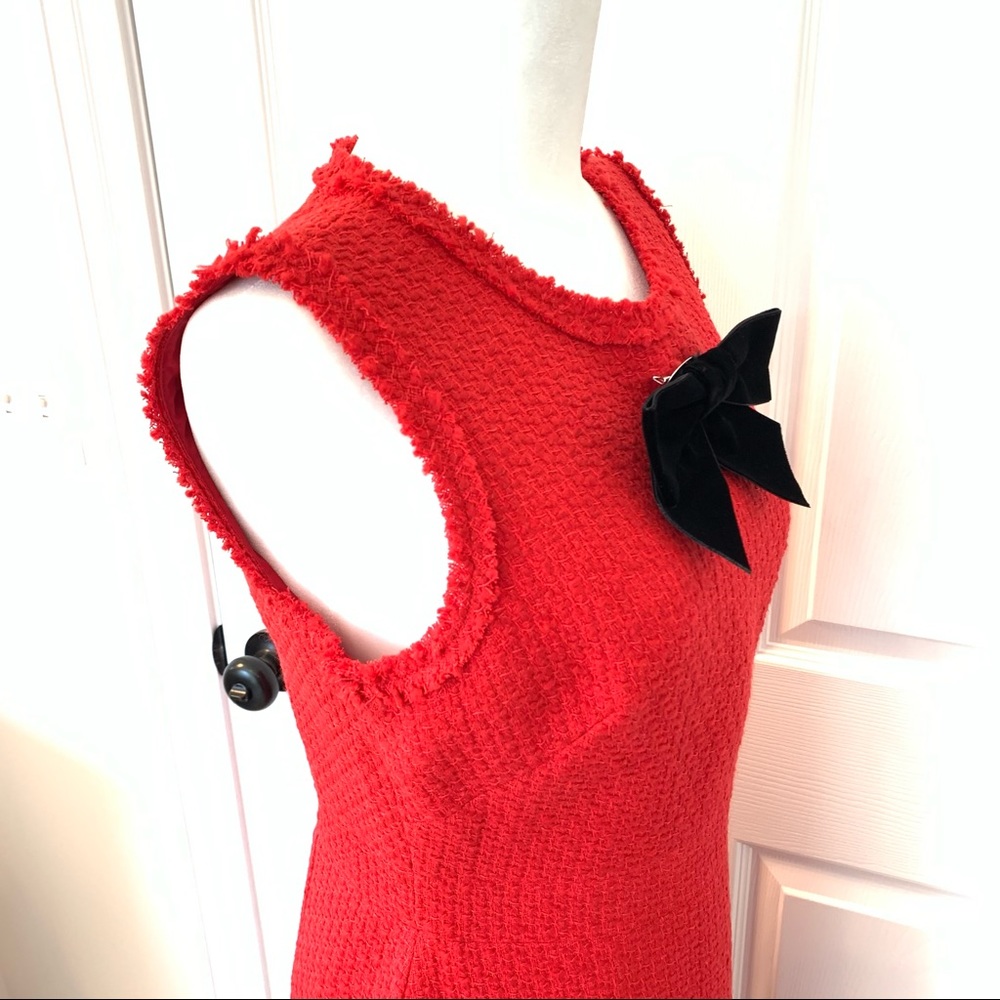 NWOT Kate Spade Sleeveless Red Tweed Sheath Dress - Picture 9 of 13